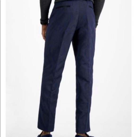 INC Men's Slim-Fit Vintage Brocade Jacquard Pant Blue/Black